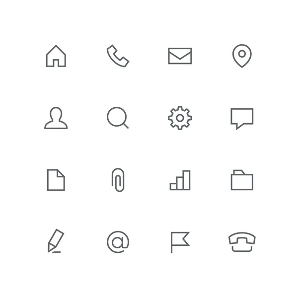 Belangrijkste Overzicht Pictogrammenset Home Telefoon Envelop Adres Man Vergrootglas Gear — Stockvector