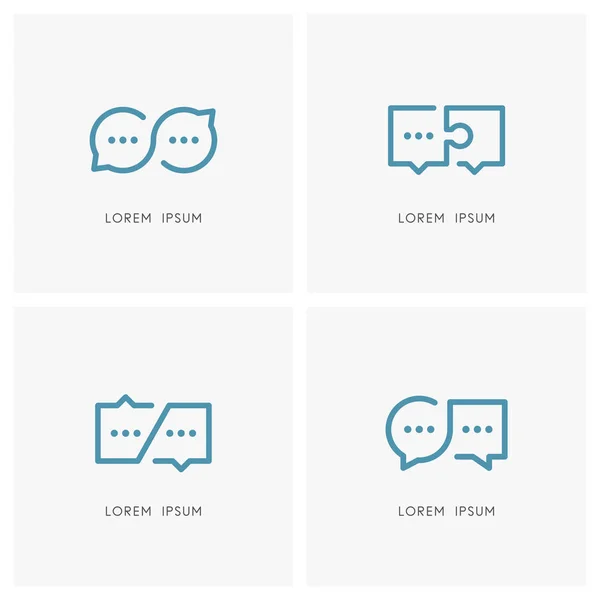 Infinity konuşma ve üretken diyalog logo koymak. Farklı konuşma balonları ve sohbet sembolleri - iyi tartışma ve iletişim, takım çalışması ve işbirliği vektör simgesi.