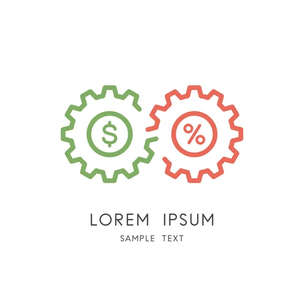 Logotipo Negócios Finanças Par Rodas Engrenagem Com Sinal Porcentagem Símbolo —  Vetores de Stock