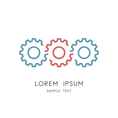 İletim logo - pinyonlar veya diş sembolü dişli. Mekanik ve makine mühendisliği, liderlik, takım çalışması ve işbirliği vektör simgesi.