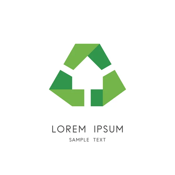 Logo Maison Verte Ruban Éco Maison Symbole Ecologie Bâtiment Écologique — Image vectorielle