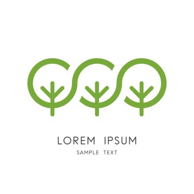 Yeşil orman logosu, bir grup ağaç ve ekosistem sembolü. Doğa ve ekoloji, bahçe ve park vektör simgesi.