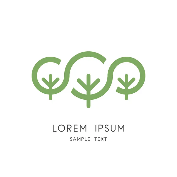 Doğa koruma logosu, yeşil ağaçlar ve orman sembolü. Ekoloji ve çevre koruma, ulusal park ve botanik bahçesi vektör simgesi.
