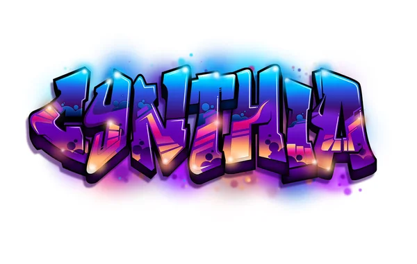 Cynthia Graffiti Nume Design Text — Fotografie, imagine de stoc