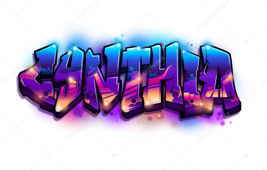 cynthia Graffiti Name Text Design