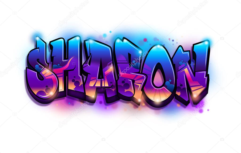 sharon Graffiti Name Text Design