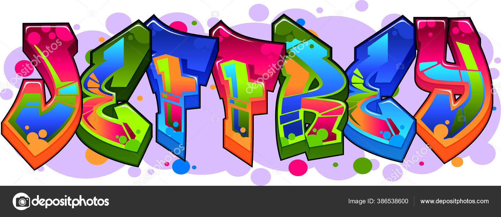Jeffrey Graffiti Name Text Design Stock Vector by ©MindGem 386538600