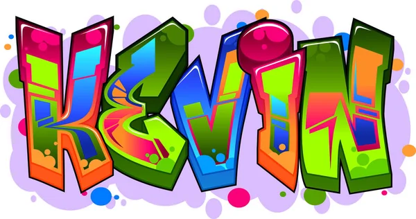 Kevin Graffiti Nombre Diseño Texto — Archivo Imágenes Vectoriales