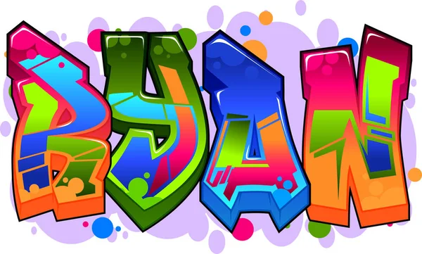 Ryan Graffiti Nombre Diseño Texto — Archivo Imágenes Vectoriales