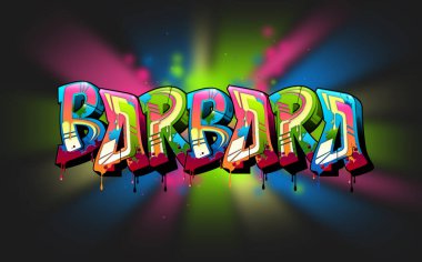 Barbara mı? Graffiti ve sokak sanatları kültüründen esinlenilmiş havalı bir graffiti adı çizimi. Canlı canlı renkler, kusursuz bir tarz, mükemmel bir denge..