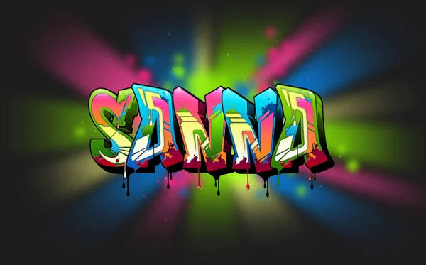 Met Sanna Een Coole Graffiti Naam Illustratie Geïnspireerd Door Graffiti — Stockfoto