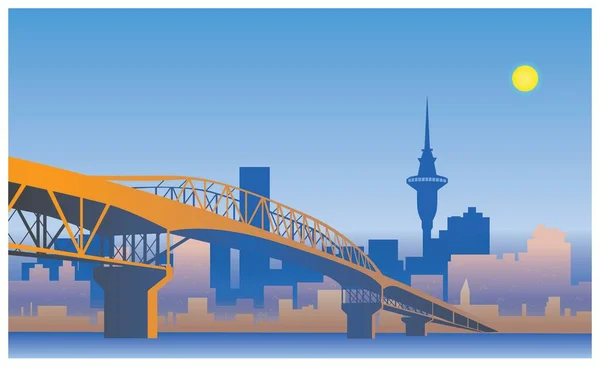 Una Vista Panoramica Auckland City Skyline — Vettoriale Stock