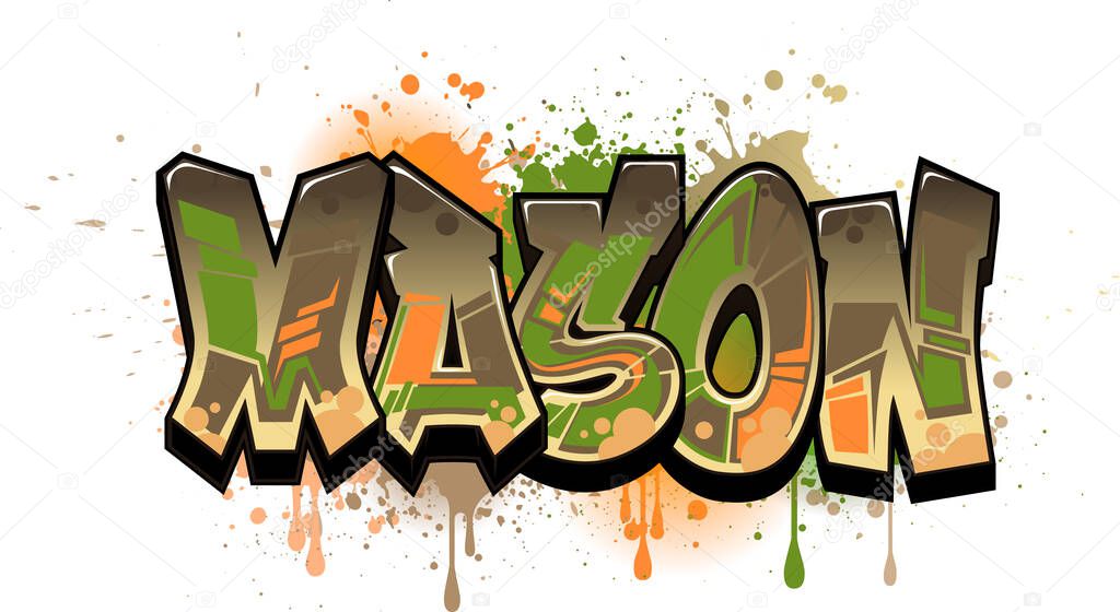 Mason. A cool Graffiti Styled Name design Inspired by street art culture. If you know someone with this name it's the perfect gift.