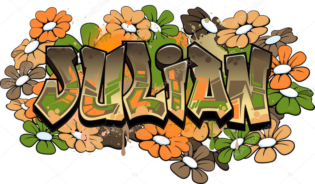 Julian. A cool Graffiti styled logotype design. Legible letters aimed for a wide range audience of all ages.
