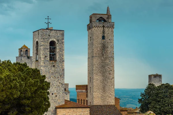 Torres Medievais San Gimignano Toscana Itália Patrimônio Mundial Unesco Dominando — Fotografia de Stock