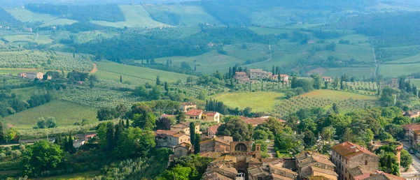 Telhados Cidade Velha San Gimignano Giovanni Terminando Com Porta San — Fotografia de Stock