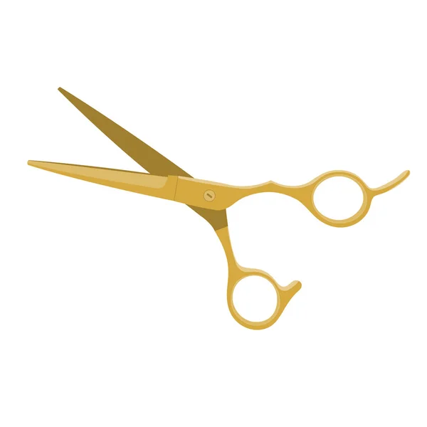 Tesoura Cabelo Dourado Isolado Branco Ilustração Vetorial —  Vetores de Stock