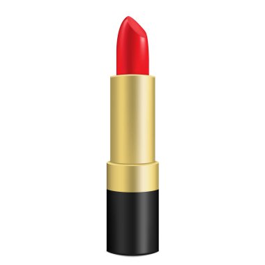 Kırmızı ruj. Beyaz izole. Gerçekçi 3d illüstrasyon vektör.