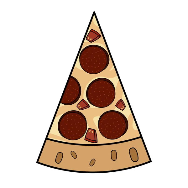 Dilim biberli pizza. Beyaz üzerine izole edilmiş. Vektör çizimi.