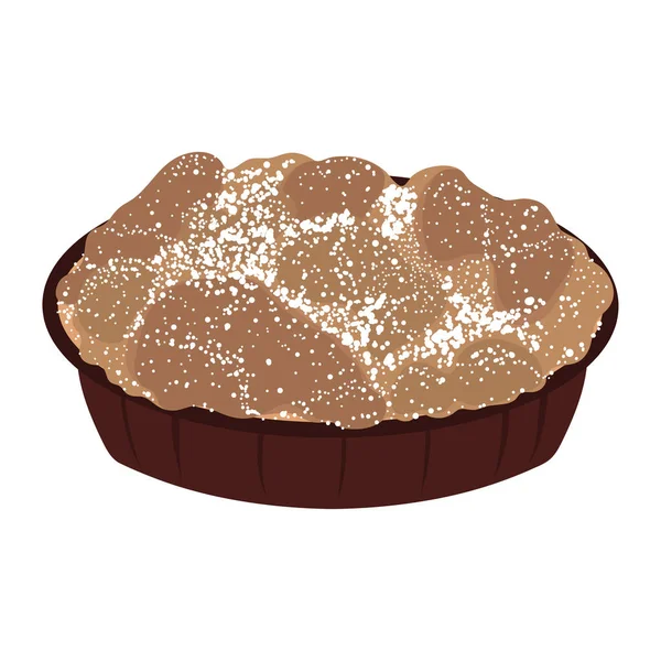 Pudra şekeri ile Mini tatlı tart. Beyaz arka planda izole edilmiş. Vektör düz illüstrasyon. 