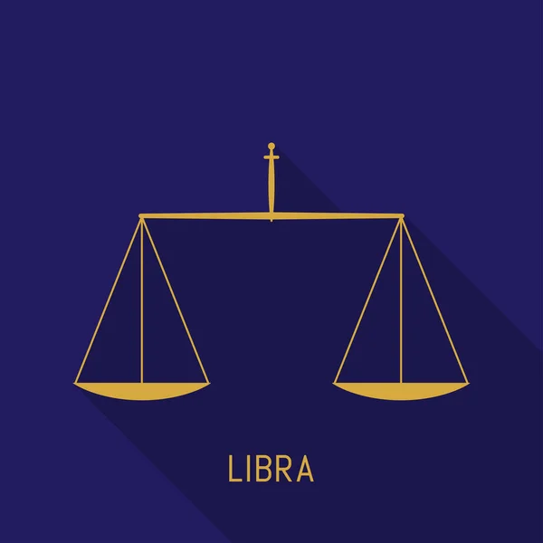 Terazi burcu. Zodiac 'ta astrolojik işaret. Koyu mavi arka planda izole edilmiş. Vektör illüstrasyonu.