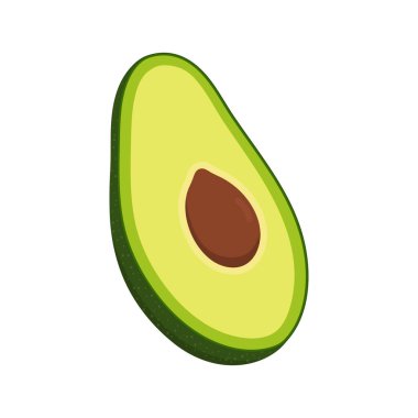 Avokado meyvesi dilimi. Üst Manzara. Beyaz arka planda izole edilmiş. Vektör illüstrasyonu.