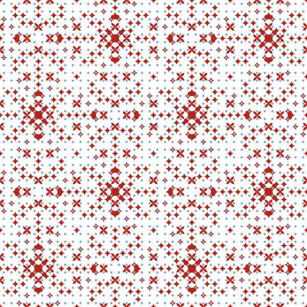 Jemný Vektor Opakování Vzor Malých Červených Symetrických Květin Malé Světle — Stockový vektor