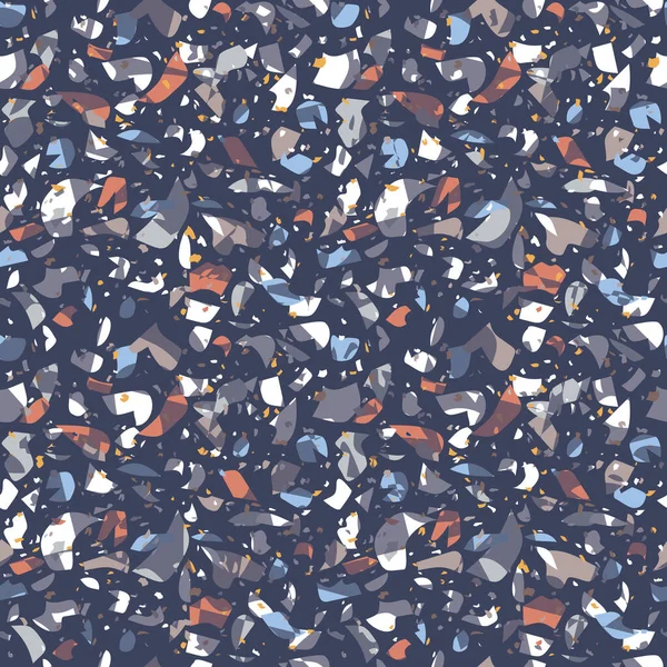 Terrazzo Seamless 패턴은 주황색의 색조를 겹치는 원소들 벽지를 상태에서 내부를 — 스톡 벡터