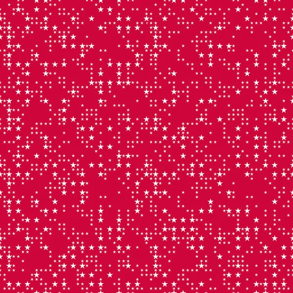 Bezproblémový Vektorový Vzor Malými Bílými Hvězdami Červeném Pozadí Července Nepravidelný — Stockový vektor