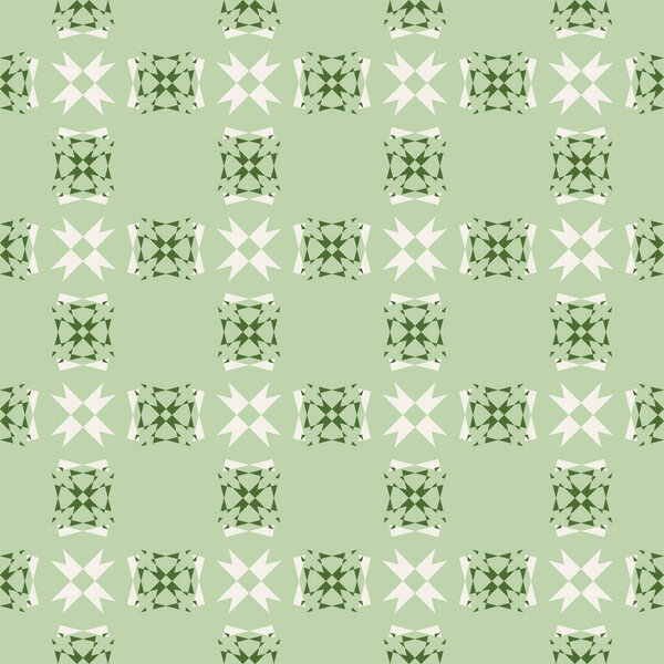 Green and white geometric porcelain pattern inspired by Portuguese, Italian or Spanish old retro tiles. Ceramic tile seamless vector pattern. Regular ornamental background.