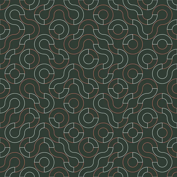 Geometric Seamless Pattern Random Truchet Vector Repeat Background White Orange — Stock Vector