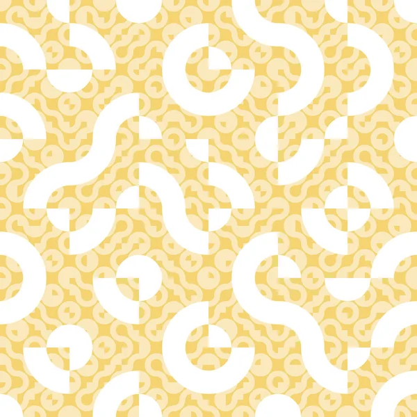 Yellow White Seamless Truchet Vector Repeat Design Geometric Pattern Wallpapers — Stock Vector