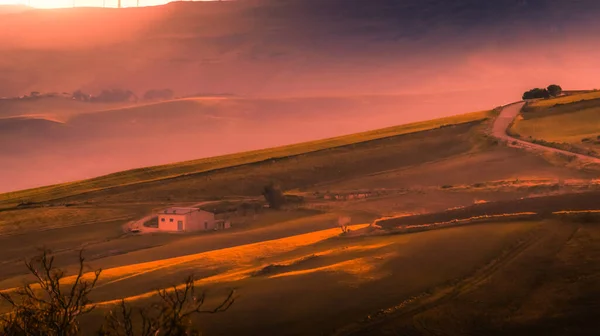 Zonsondergang Het Platteland — Stockfoto