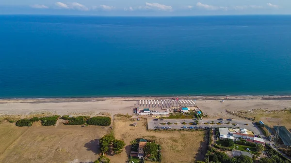 Luftaufnahme Der Agglomeration Ville Der Strandpromenade Von Campofelice Roccella Blick — Stockfoto