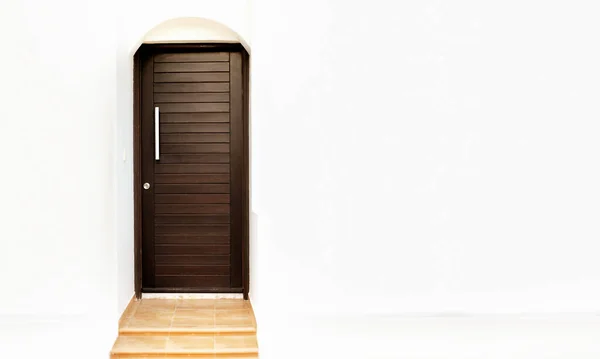 Brown simple wooden door , front view of a brown front door