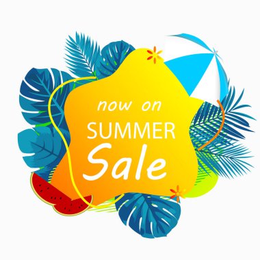 Şimdi de tropikal çiçek çerçevesi kavramlı reklam için poster promosyonu tasarımı.