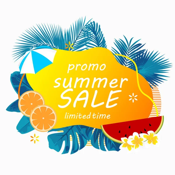 Vector Illustration Promotion Summer Sale Limited Edition Orange Gradient Liquid — Stock Vector