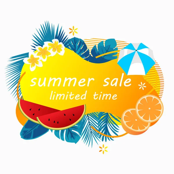 Vector Illustration Summer Sale Limited Edition Gradient Liquid Shape Design — Stock Vector