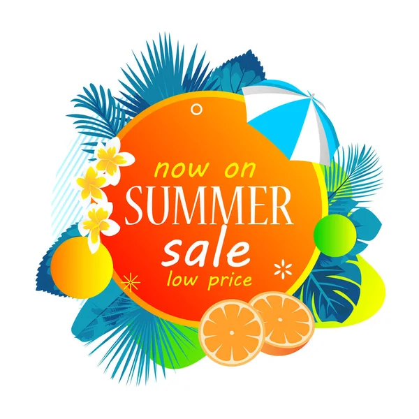 social media advertisement summer sale low price with tropical floral frame and gradient color design
