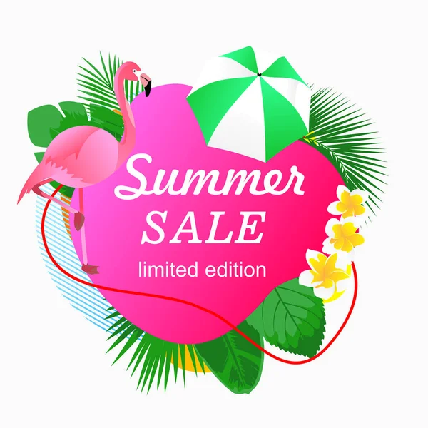 social media poster advertisement and promotion abstract modern liquid gradient shape summer sale with tropical floral frame