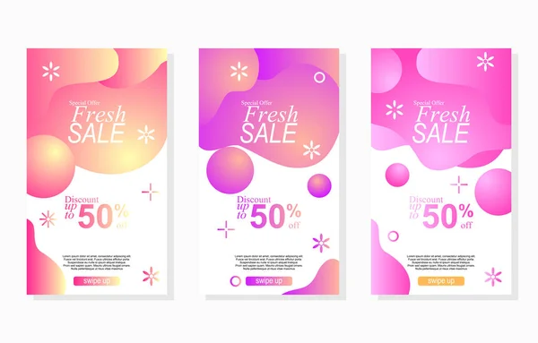 Abstract Colorful Liquid Gradient Set Banner Promotion Design Social Media — Stock Vector
