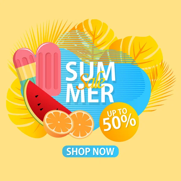 Summer Sale Poster Promotion Advertisement Gradient Color — Stock Vector