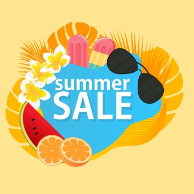 Sosyal medya tanıtımı için turuncu karpuz ve gradyan renk ile yaz indirimi afişi illüstrasyonu