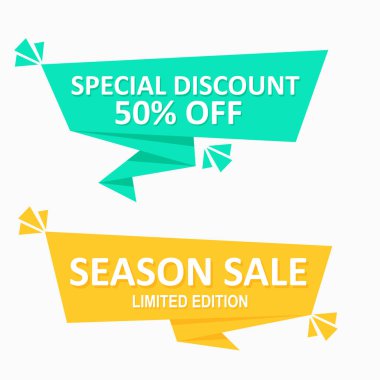 origami konuşma baloncukları promosyon ve etiket için düz etiket tasarımı