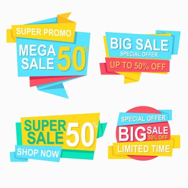 soyut geometrik düz etiket origami ve reklam için fiyat etiketi tanıtımı