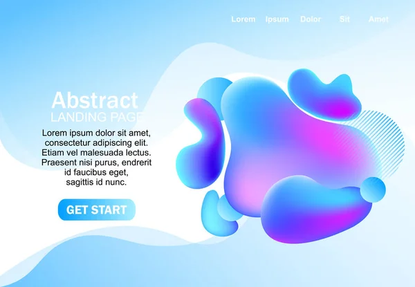 Abstrato Azul Forma Líquida Landing Page Fundo — Vetor de Stock