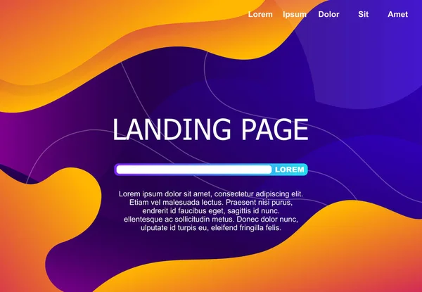 Abstract Background Wave Gradient Color Landing Page Template — Stock Vector