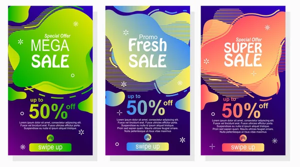 Set Sale Labels Promotion Design Gradient Color Social Media Advertisement — Stock Vector
