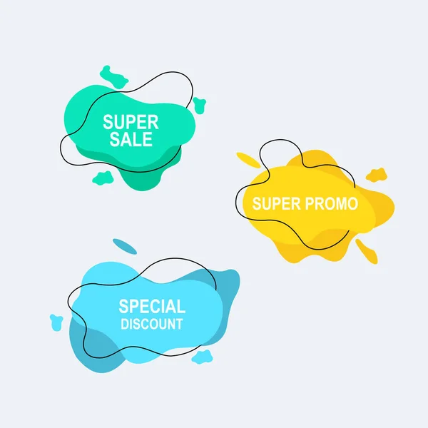 Set Labels Promotion Flat Cloud Bubble Design — Stock Vector