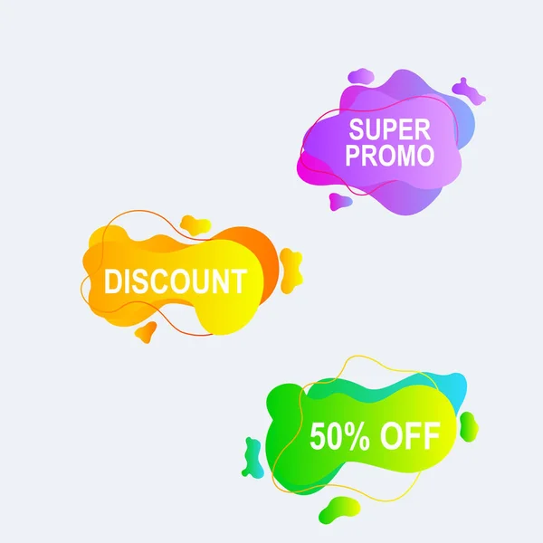 Conjunto Burbujas Colores Para Promoción Publicidad Con Forma Líquida Abstracta — Vector de stock